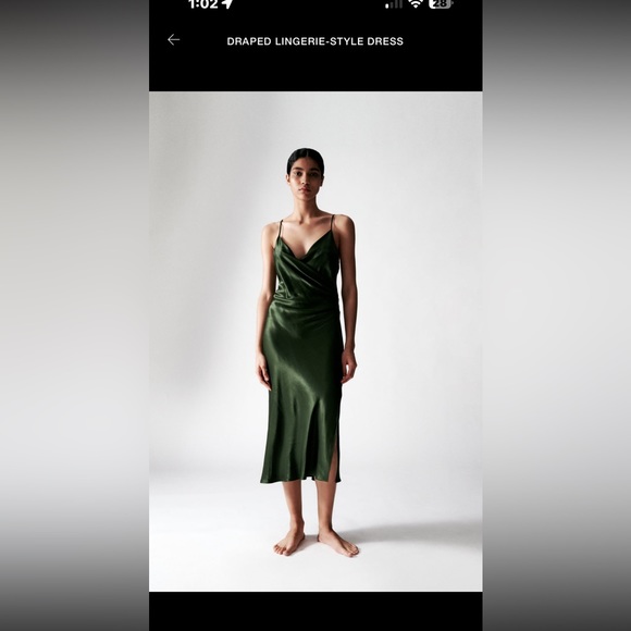 Lingerie style emerald colored dress - Picture 1 of 5